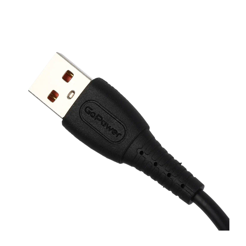 *Кабель GoPower GP07M USB (m)-microUSB (m) 2.4A силикон черный (1/200/800) 