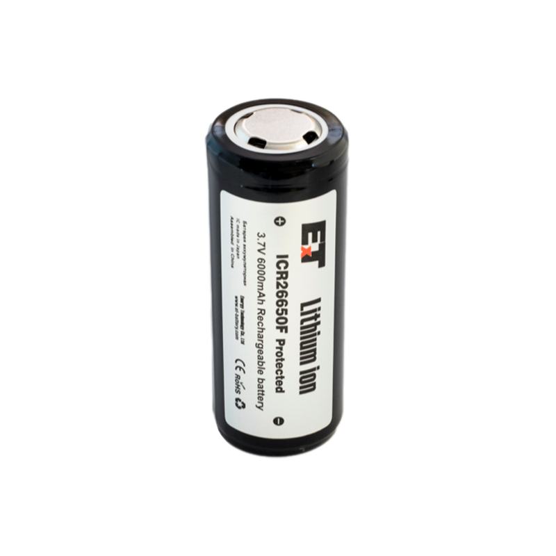 Аккумулятор ET ICR26650F Protected 26.0*65.0, 6000mAh, Li-Ion