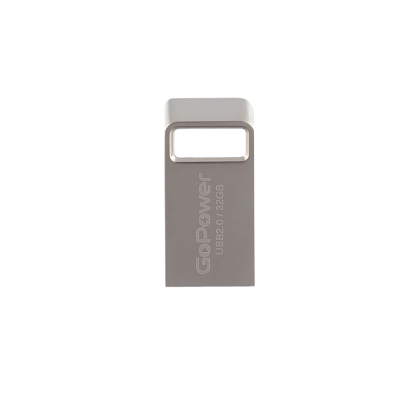 Флеш-накопитель GoPower MINI 32GB USB2.0 металл серебряный (1/50/1000)