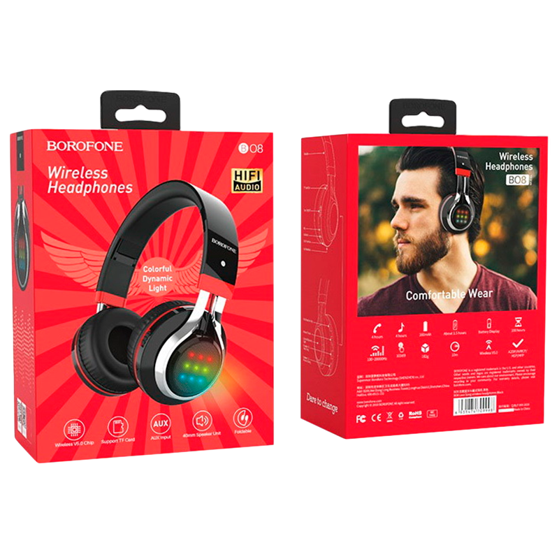 Наушники полноразмерные Borofone BO8 bluetooth 5.0 с микр. черный (1/12/36)