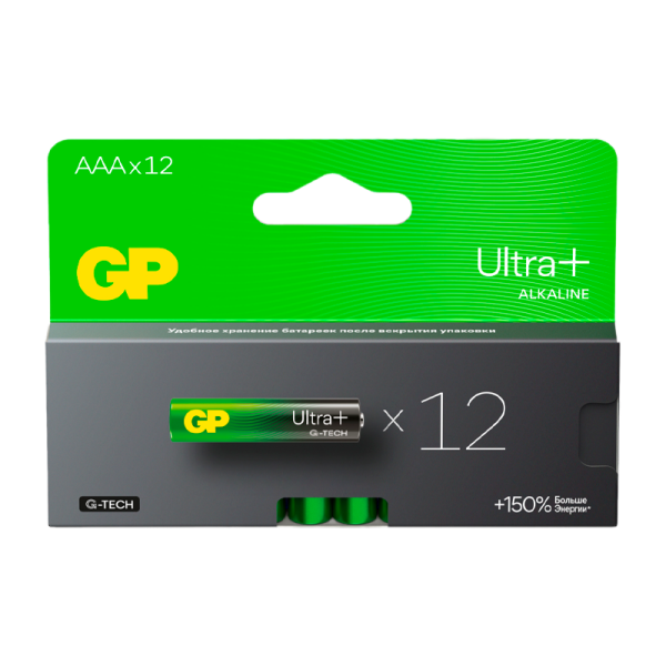 Батарейка GP ULTRA PLUS G-tech LR03 AAA BL12 Alkaline 1.5V (12/96/768)