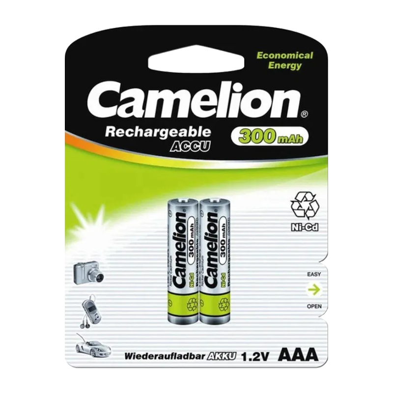 Аккумулятор бытовой Camelion HR03 AAA BL2 NI-CD 300mAh (2/24/480)