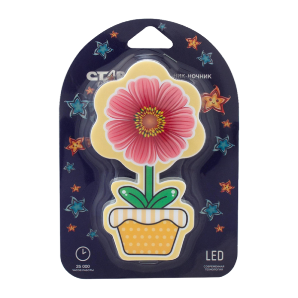 Ночник Старт "Цветок" NL 3LED 0.5W 220V красный (1/60/240)