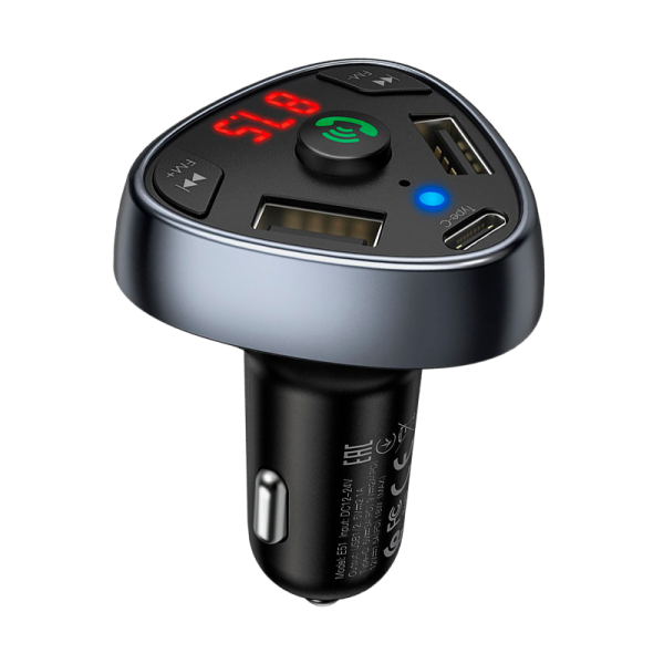 FM-трансмиттер HOCO E51 2USB microSD bluetooth 5.0 черный (1/84)