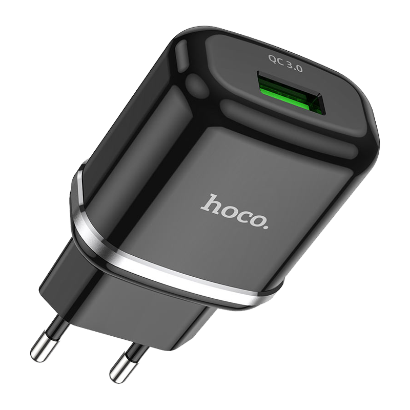 Сетевое З/У HOCO N3 1USB 3.0A 18W QC3.0 черный (1/12/120)