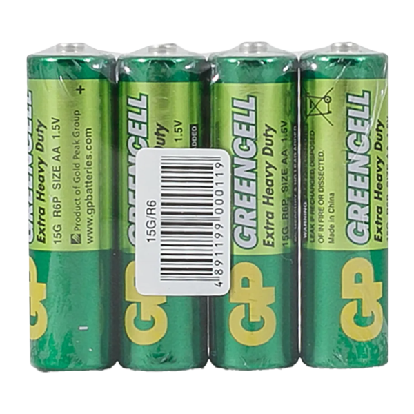 Батарейка GP GreenCell R6 AA Shrink 4 Heavy Duty 1.5V (4/40/200/1000)