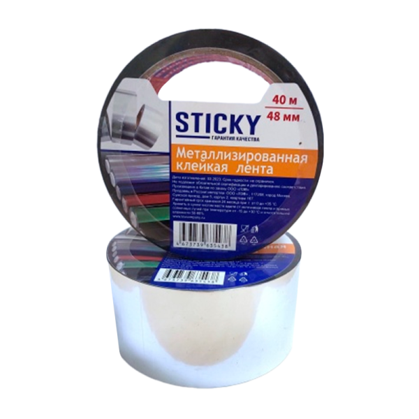 Клейкая лента STICKY 48мм*40м металлизированная ПП акрил 30мкм (1/36)