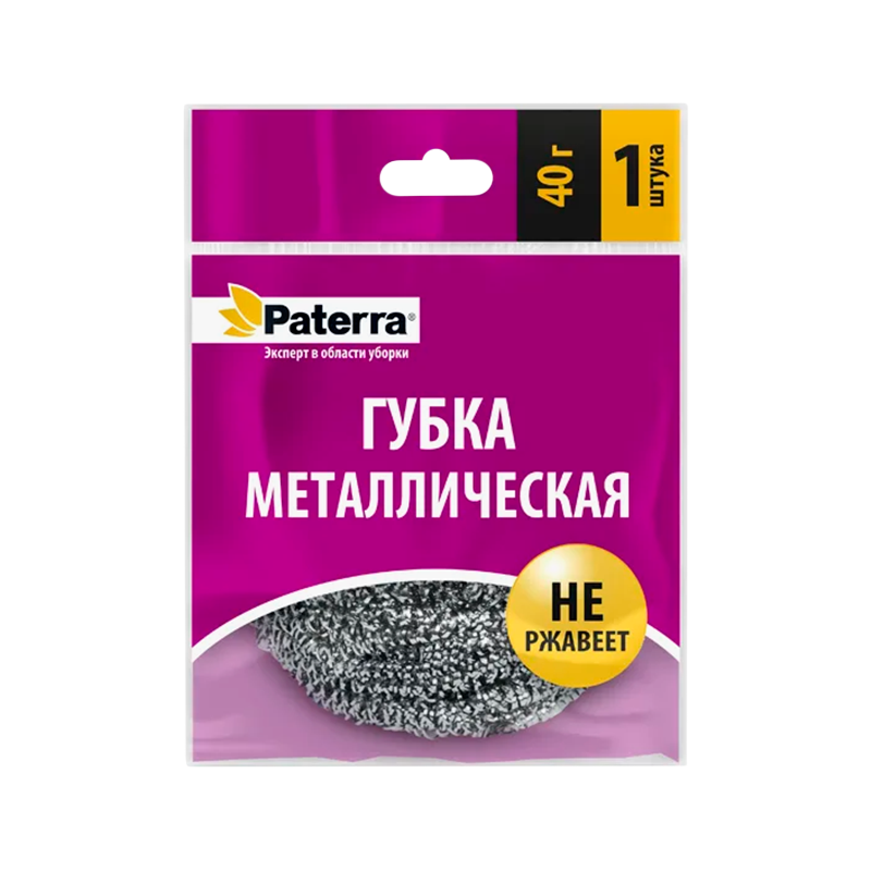 Губка из нержавеющей стали PATERRA СПИРАЛЬ 40 г (1/100)