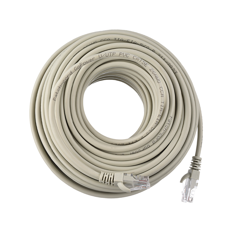 Патч-корд GoPower RJ-45 (m)-RJ-45 (m) 20.0м кат.5е ПВХ 26AWG CCA серый Premium Zip-Lock c подвесом