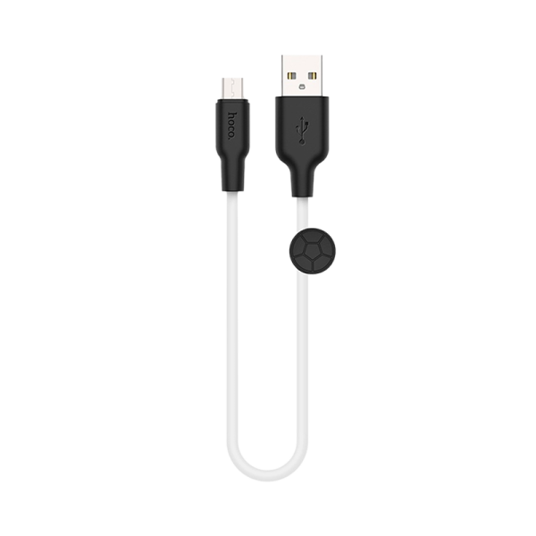 Кабель HOCO X21 Plus USB (m)-microUSB (m) 0.25м 2.4A силикон черный белый (1/30/300)