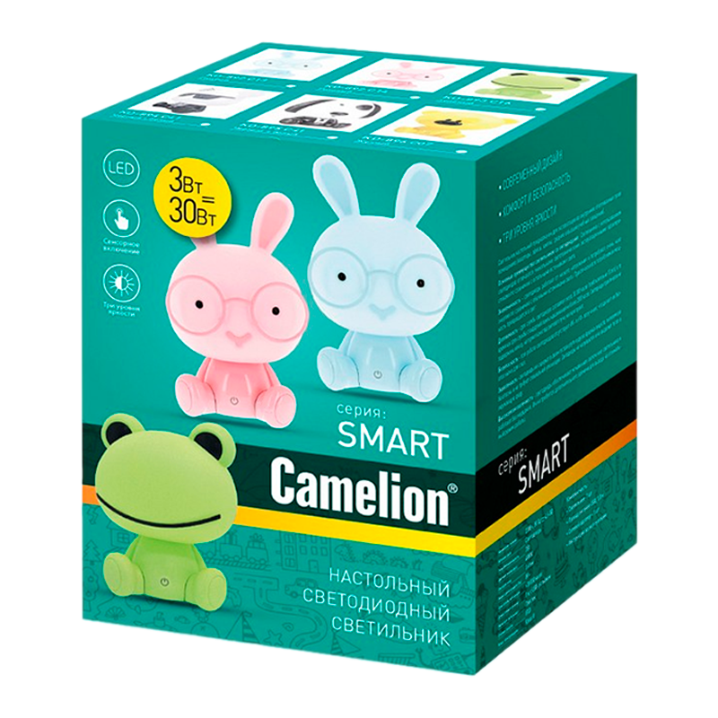 Светильник настольный Camelion KD-892 3W 1LED IP20 на основании сенс. голубой (1/12)