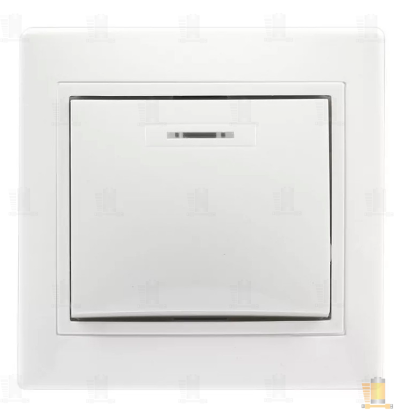 Выключатель Smartbuy 1-клавишный с индикатором 10А белый, керамика "Венера"