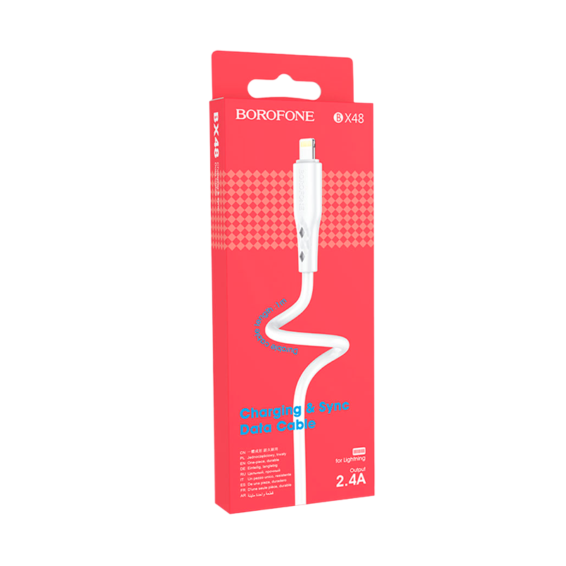 Кабель Borofone BX48 USB (m)-Lightning (m) 1.0м 2.4A ПВХ белый (1/360)