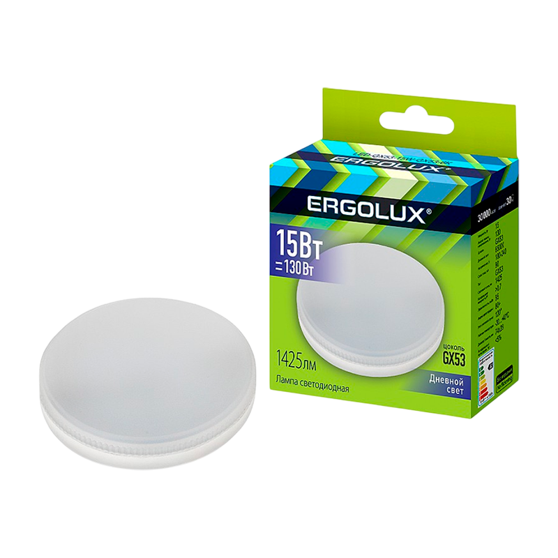 Лампа светодиодная Ergolux GX53 15W 6500К 172-265V рефлектор (1/10/100)