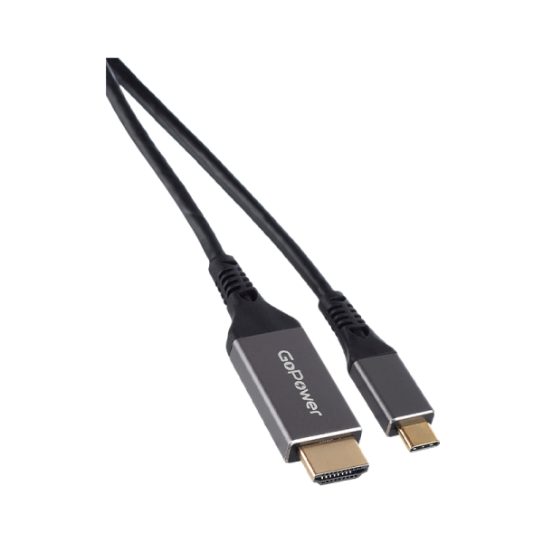 Кабель GoPower Type-C (m)-HDMI (m) 2.0м ПВХ 4K 60Hz черный Premium Zip-Lock c подвесом (1/100)
