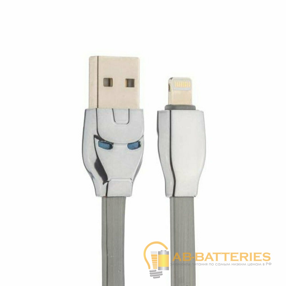 Кабель HOCO U14 USB (m)-Lightning (m) 1.2м 2.4A TPE серый (1/50/300)
