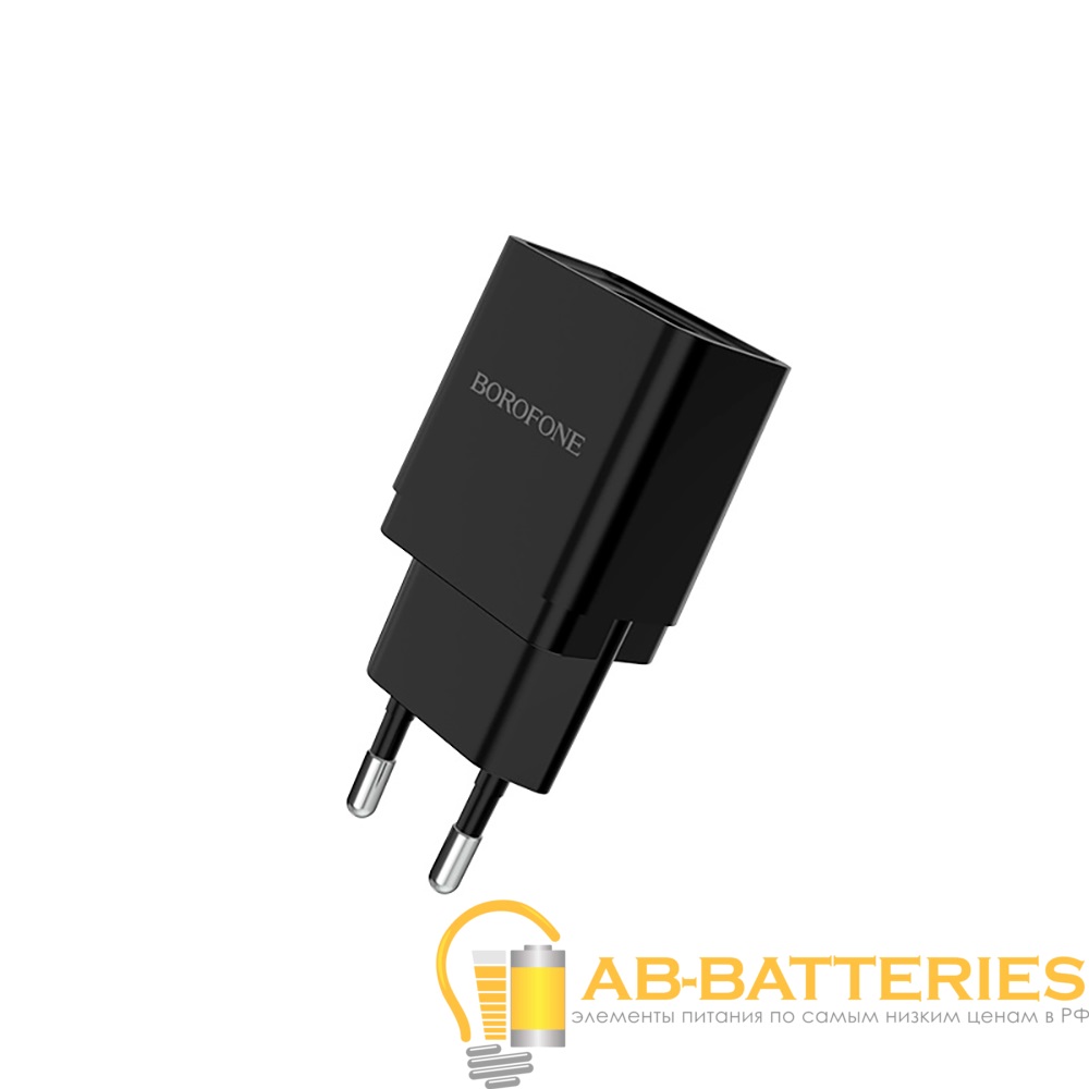 Сетевое З/У Borofone BA19A 1USB 1.0A с кабелем microUSB черный (1/65/260)