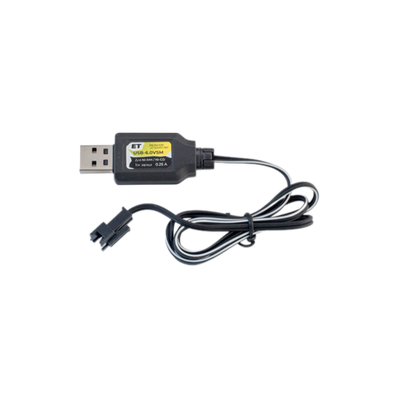 Зарядное устройство ET USB-6.0VSM черный, 250мА, для Ni-Mh сборок 6В
