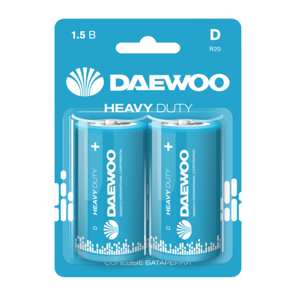 Батарейка Daewoo R20 D BL2 Heavy Duty 1.5V (2/12/96)