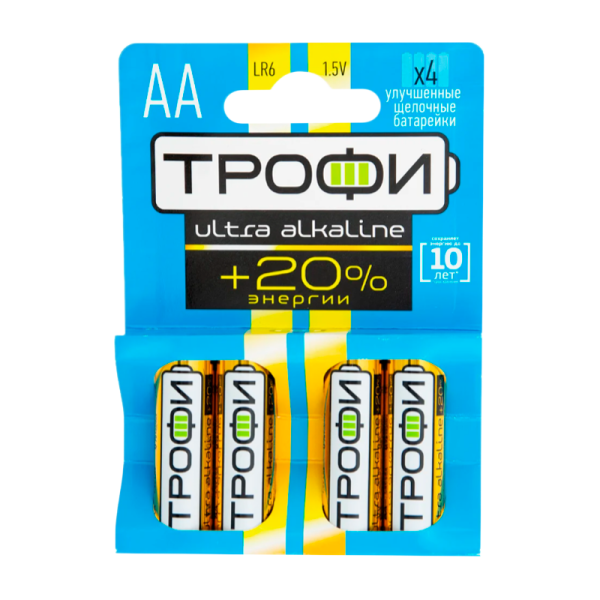 Батарейка Трофи ULTRA LR6 AA BL4 Alkaline 1.5V (4/40/640/20480)