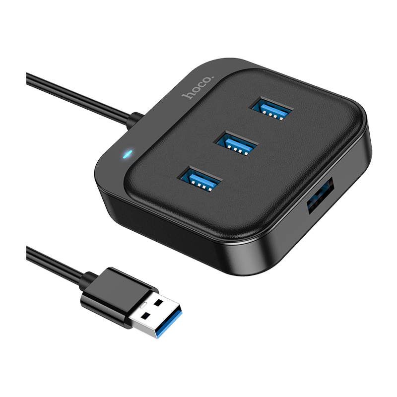 USB-Хаб HOCO HB31 4USB USB (m) USB3.0 0.2м черный (1/19/190)