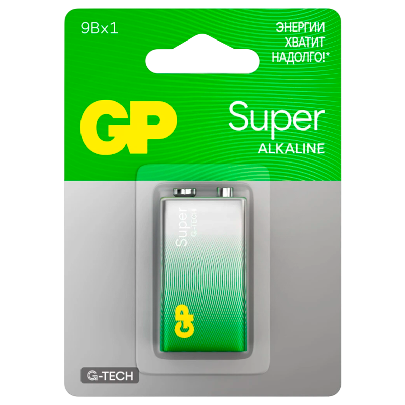 Батарейка GP Super G-Tech Крона 6LR61 BL1 Alkaline 9V (1/10/200)
