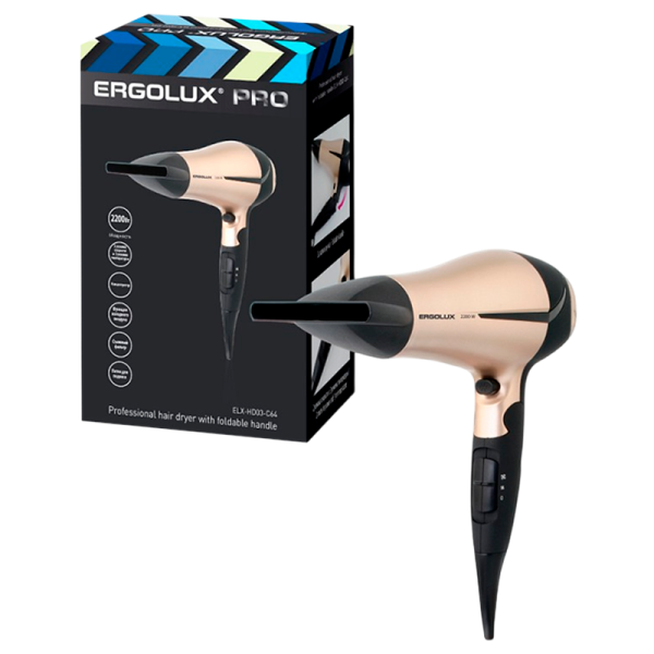 Фен Ergolux ELX-HD03-C64 2200W золотой черный