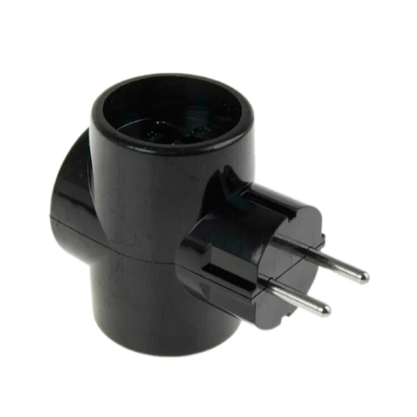 Разветвитель Toker 3Т 3р.Б/З в индивидуальной упаковке черный (1/50)