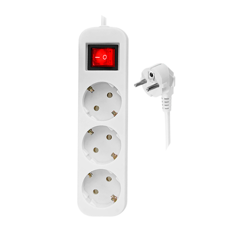 Удлинитель Defender S318 3р.С/З 10A 1.8м с выкл. ПВС 3x1мм² белый (1/30)