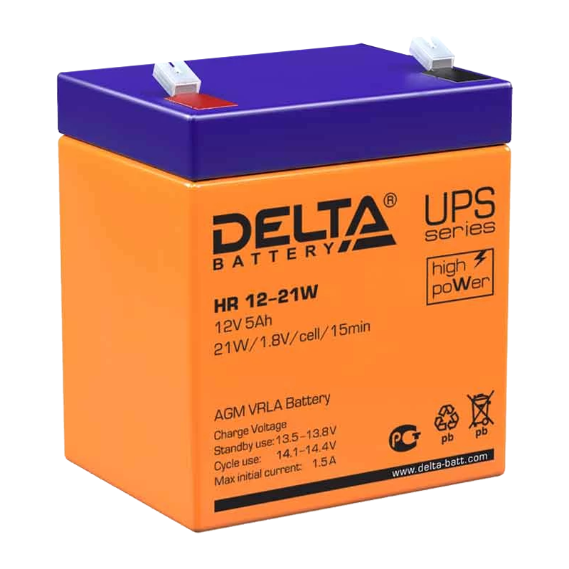 Аккумулятор свинцово-кислотный Delta HR 12-21W 12V 5Ah