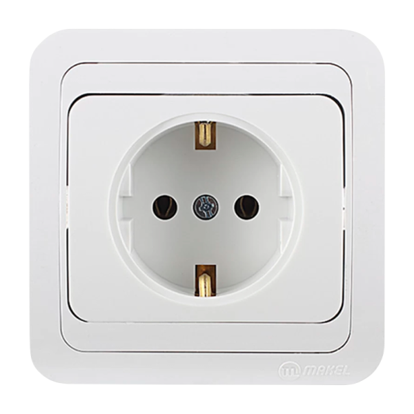 Розетка Makel Mimoza 1гн. 16A С/З белый 12008 (1/12)