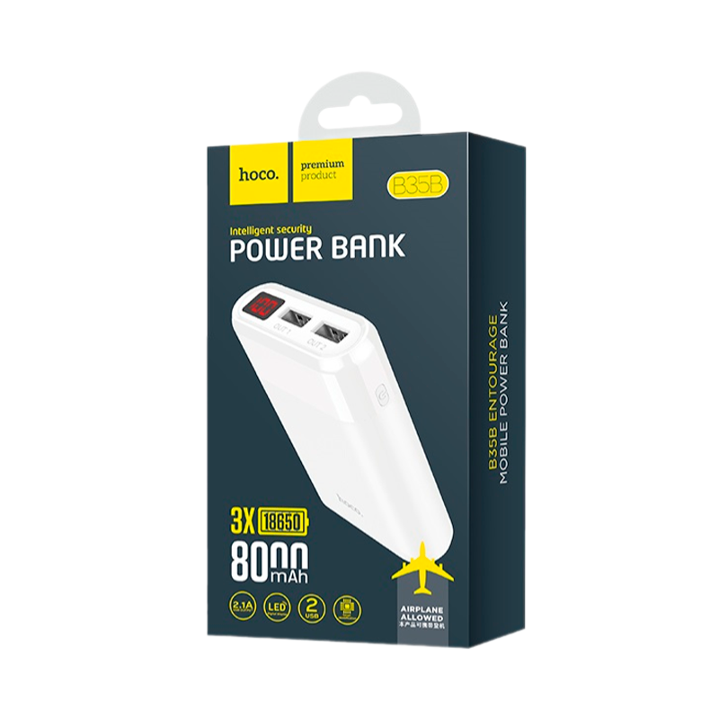 Внешний аккумулятор HOCO B35B 8000mAh 2.0A 2USB белый (1/64)