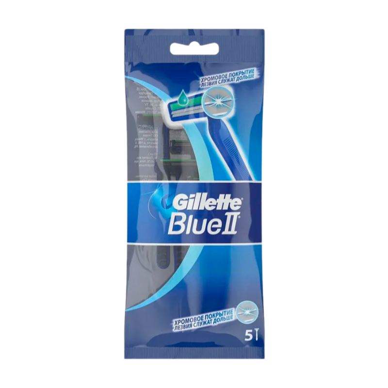 Бритва Gillette Blue II 2 лезвия пластиковая ручка плавающая головка 5шт. (1/24)