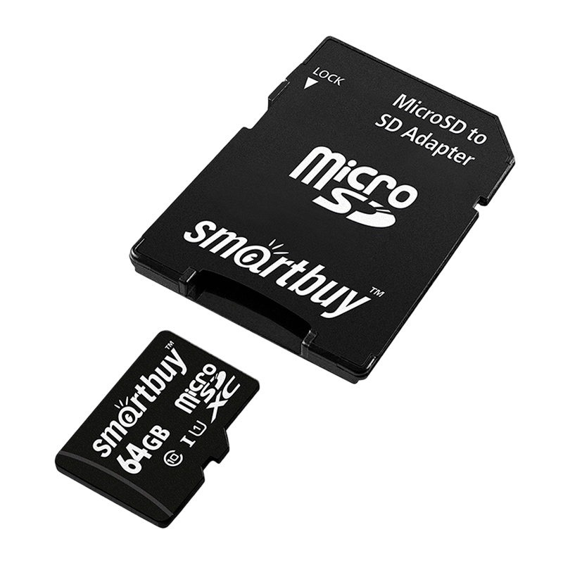 Карта памяти microSD Smartbuy 64GB Class10 UHS-I (U1) 60 МБ/сек с адаптером