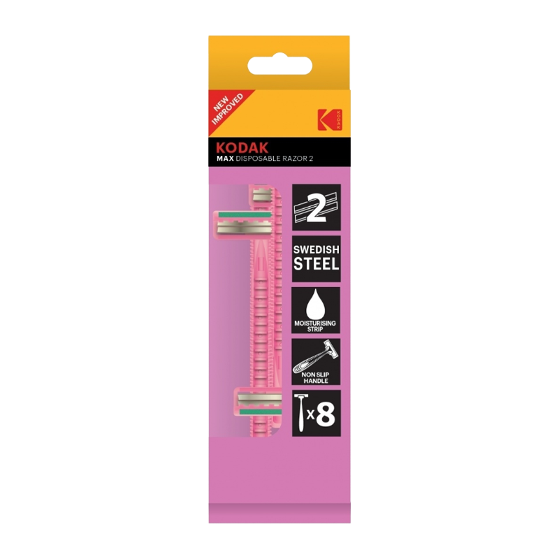 Бритва Kodak MAX Disposable Razor 2 лезвия 8шт. розовый (8/192/768)
