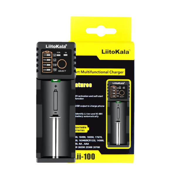 З/У для аккумуляторов LiitoKala Lii-100 18650 Ni-MH/Ni-Cd/Li-ion/LiFePO4 1 слот