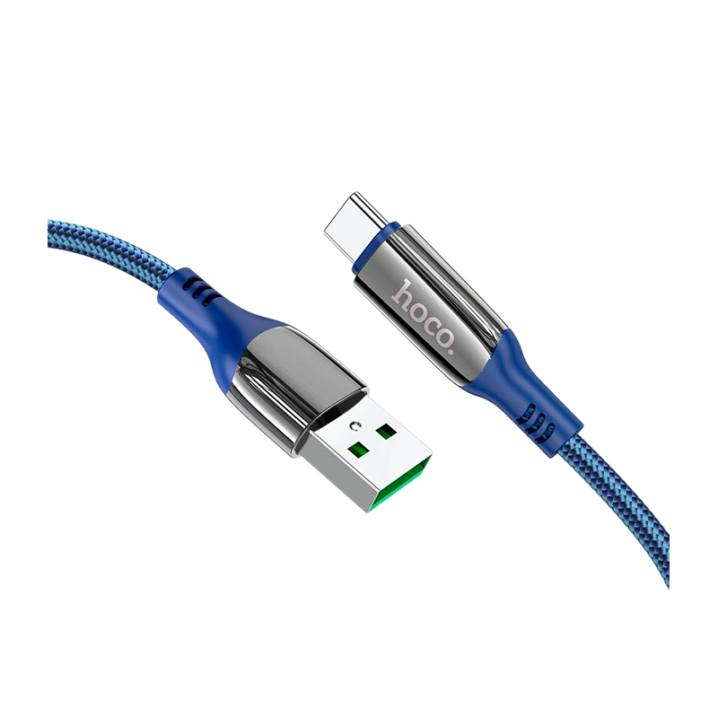 Кабель HOCO S51 USB (m)-Type-C (m) 1.2м 5.0A нейлон дисплей синий (1/16/160)