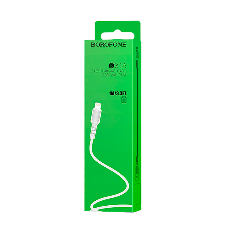 Кабель Borofone BX16 USB (m)-Lightning (m) 1.0м 2.4A ПВХ белый (1/648)