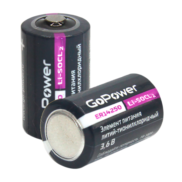 Батарейка GoPower ER14250 1/2AA PC1 Li-SOCl2 3.6V без выводов (1/10/500)
