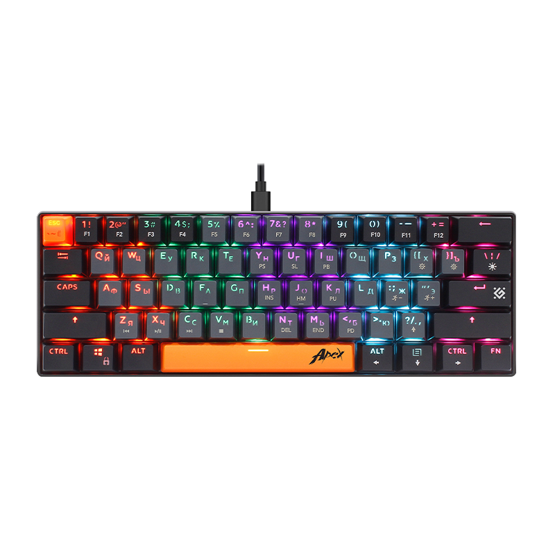 Клавиатура проводная Defender GK-002 RU APEX игровая USB 1.5м черный (1/18)