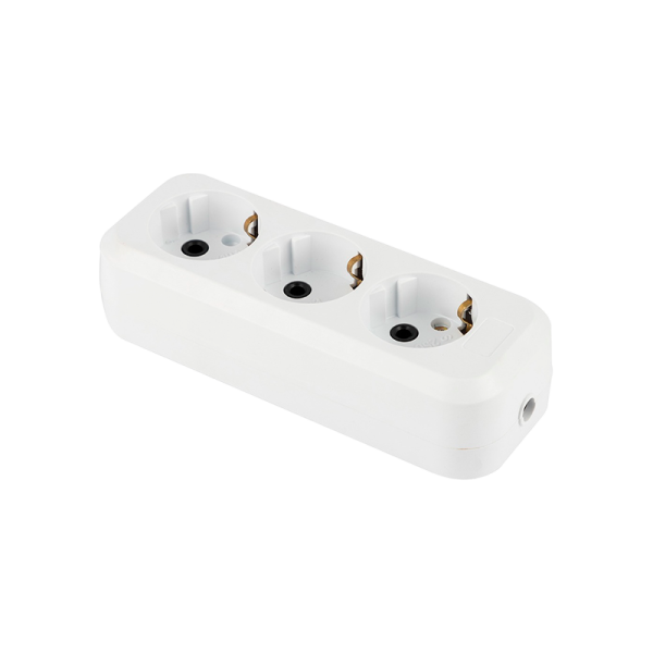 Колодка Toker 3R 3гн с/з белый индивидуальная упаковка (1/50)