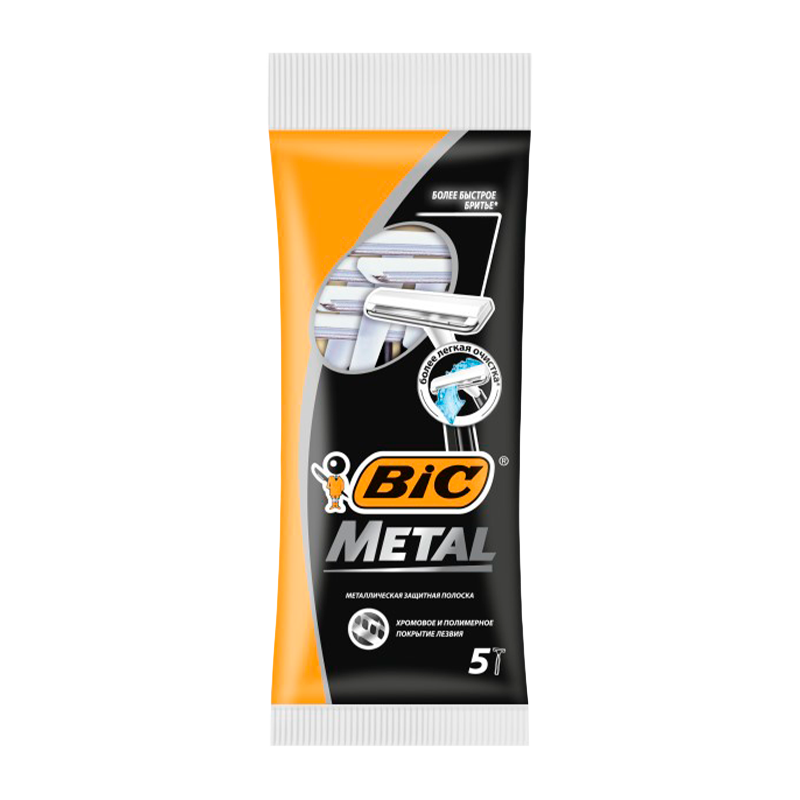 Бритва BIC "Metall" 1 лезвие 5шт. (1/30)