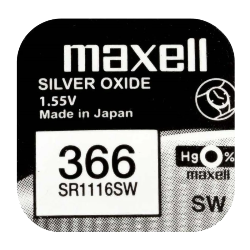 Батарейка Maxell 365/366 BL1 Silver Oxide 1.55V 0%Hg (1/10/100)