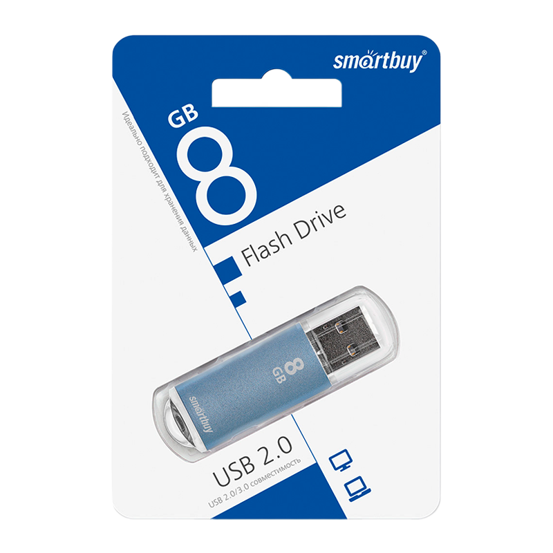 Флеш-накопитель Smartbuy V-Cut 8GB USB2.0 пластик синий