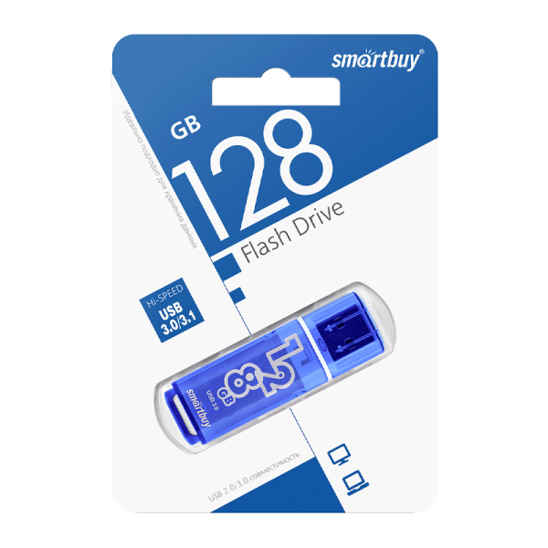 Флеш-накопитель Smartbuy Glossy 128GB USB3.1 пластик синий