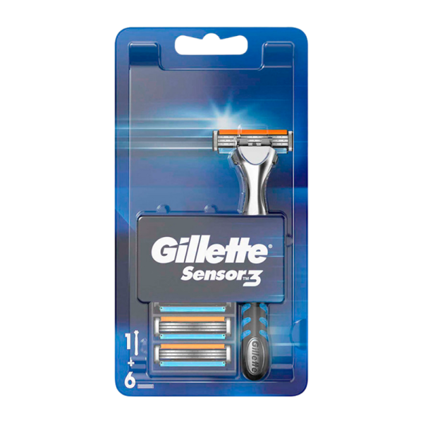 Бритва Gillette Sensor 3 3 лезвия 6 кассет пластиковая ручка