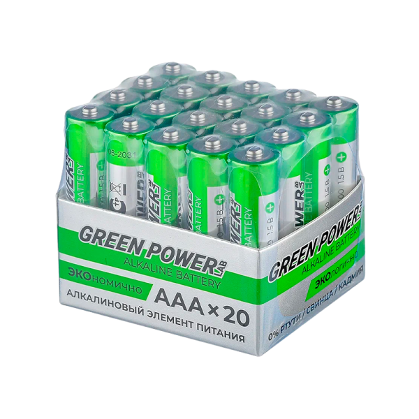 Батарейка GREEN POWERlab LR03 AAA BOX20 Alkaline 1.5V (4/20/120/720)