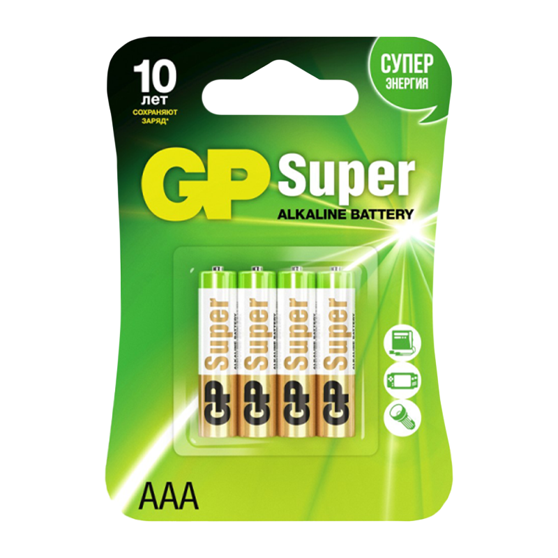 Батарейка GP Super LR03 AAA BL4 Alkaline 1.5V (4/40/160/320)