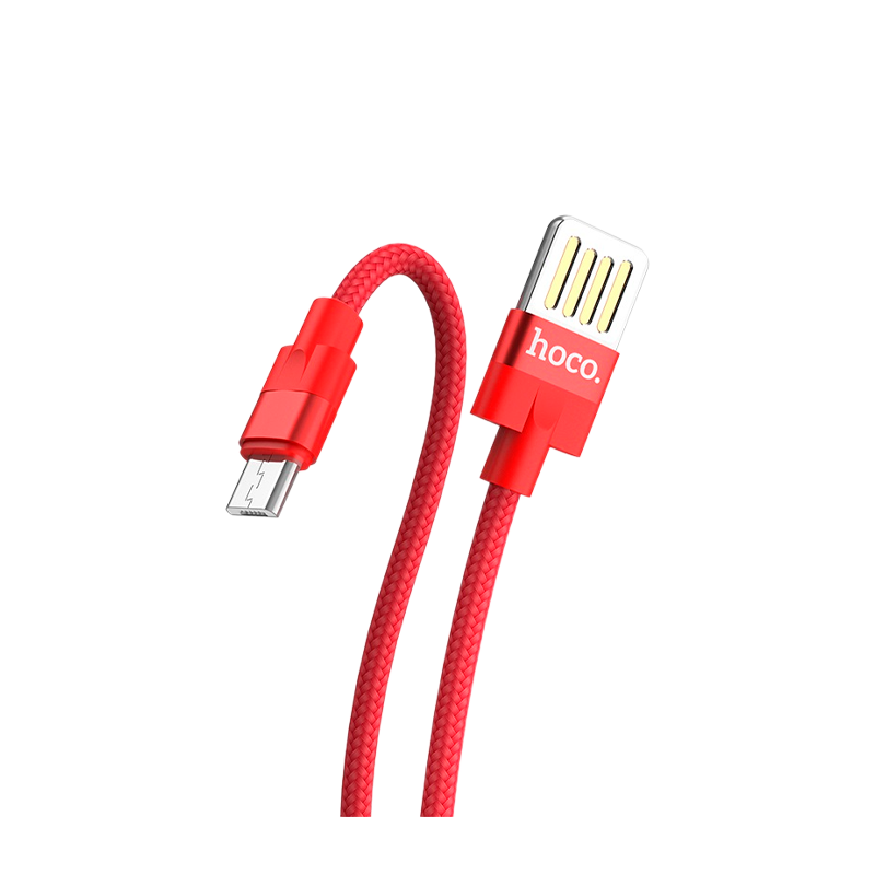 Кабель HOCO U55 USB (m)-microUSB (m) 1.2м 2.4A ткань красный (1/25/250)