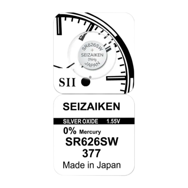 Батарейка SEIZAIKEN 377 (SR626SW) Silver Oxide 1.55V (1/10/100/1000)
